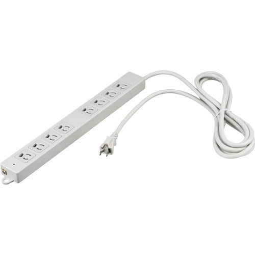 BAFFALO 3-pin power strip, double-layered, surge protection and light, 8 outlets/3m, light gray, BTKPLMJT3830LG, 1 unit