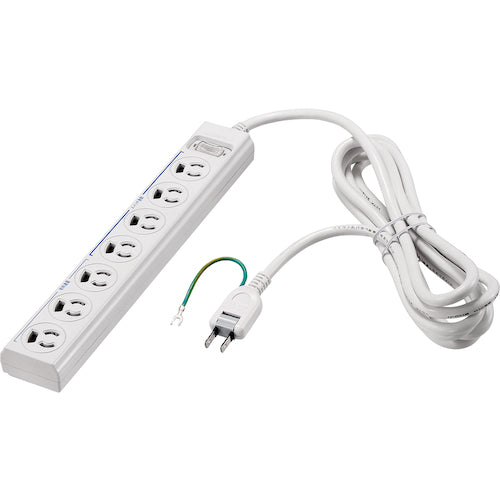 BAFFALO 3핀식 전원 탭 7개 입 2m 화이트 상시 통전 스위치 부착 BTWMTSKL3720WH 1개