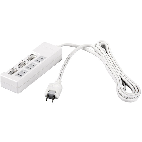 ＢＡＦＦＡＬＯ　２ピン式電源タップ　３個口タイプ　雷サージ防止／個別スイッチ付　１ｍ　ホワイト　BSTAPSW2310WH　1 個