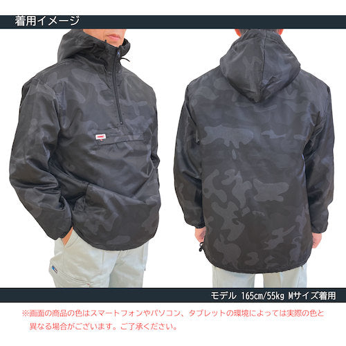 ＴＥＡＧＬＥＳ　１７３５５　フード付き中綿キルトかぶりヤッケ　ブラック迷彩Ｌ　17355 CAMO L　1 枚