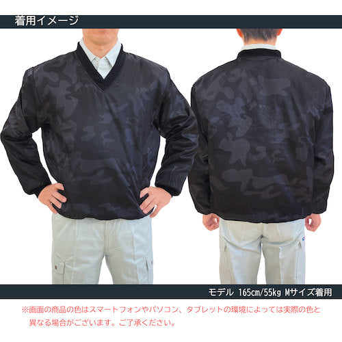 ＴＥＡＧＬＥＳ　１４６９５　Ｖネック中綿キルトヤッケ　ブラック迷彩３Ｌ　14695 CAMO 3L　1 着