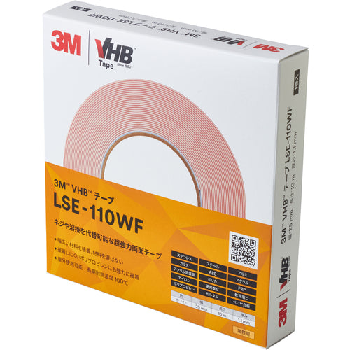 3M VHB Tape LSE110WF 25mm x 10m Multi-purpose, for hard-to-bond plastics LSE110WF 25X10 BOX 1 roll