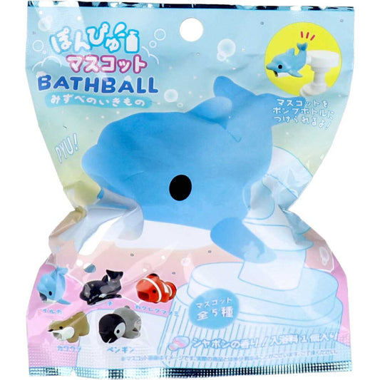 Ponpyu Mascot Bath Ball, Waterside Creatures, Soap Scent, 75g, 1 serving, 1 piece