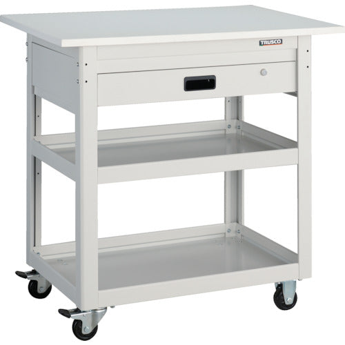 TRUSCO 툴 왜건 돌고래 천판 부착 750X500 1단 인출 화이트 DLWS-963TV-W 1대