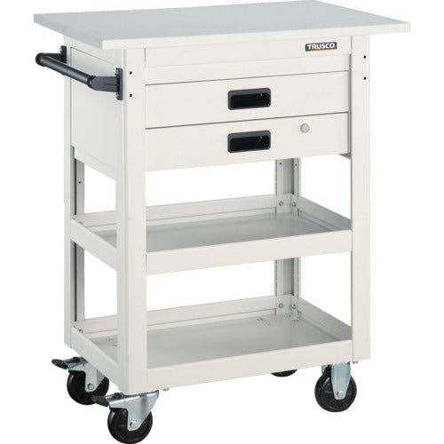 TRUSCO 툴 왜건 돌고래 천판 부착 750X500 2단 인출 화이트 DLWS-963TX-W 1대