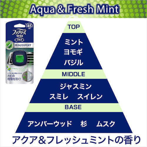 P &amp; G 패브리즈 이지 클립 방 곰팡이 전문가 자동차 용 아쿠아 &amp; 신선한 민트 2.2ml × 2 개 111661 1 PK