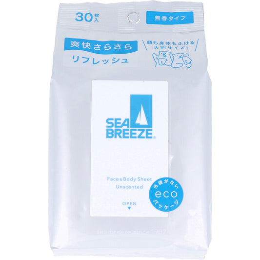 씨브리즈 페이스 &amp; 바디 시트 N 무향료 30장입 1개