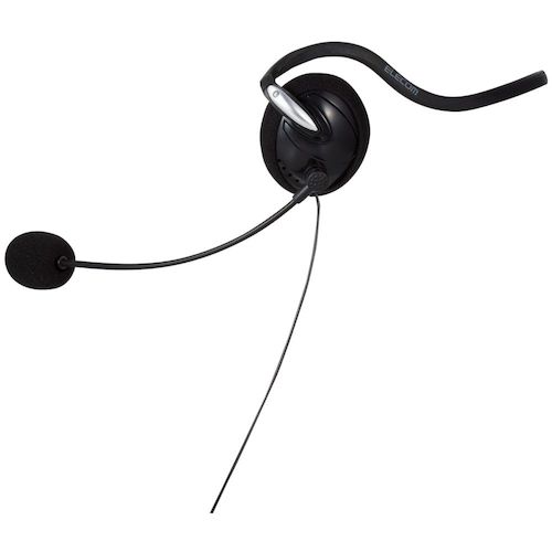 エレコム　有線ヘッドセット　両耳ネックバンド　４極　１．８ｍ　ブラック　HS-NB03STBK　1 個