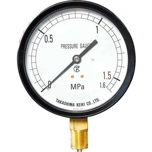 高島　プラスチック圧力計（Ａ枠立型・φ７５）圧力レンジ０．０〜１．６ＭＰａ　Ｒ３／８【１２２２１１６】　1222116　1 個