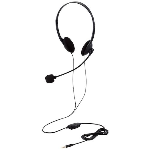 ELECOM Wired Headset, Over-the-Ear, Small, 4-Pole, 1.8m, Black, HS-HP01STBK, 1 pc