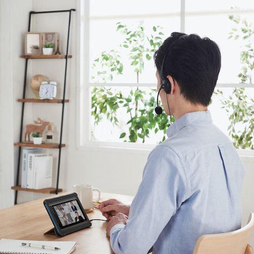 ELECOM Wired Headset, Over-the-Ear, Small, 4-Pole, 1.8m, Black, HS-HP01STBK, 1 pc