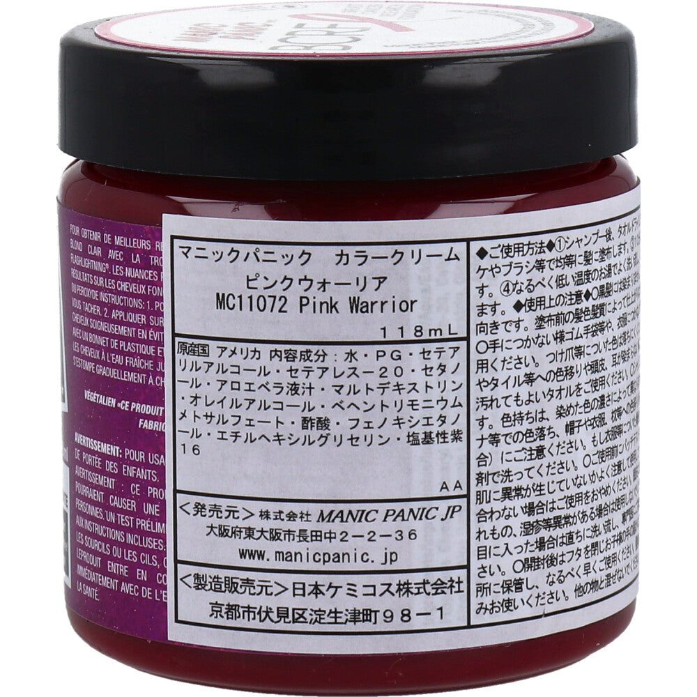 【아울렛】매닉 패닉 헤어 컬러 크림 핑크 워리어 MC11072 118mL 1개