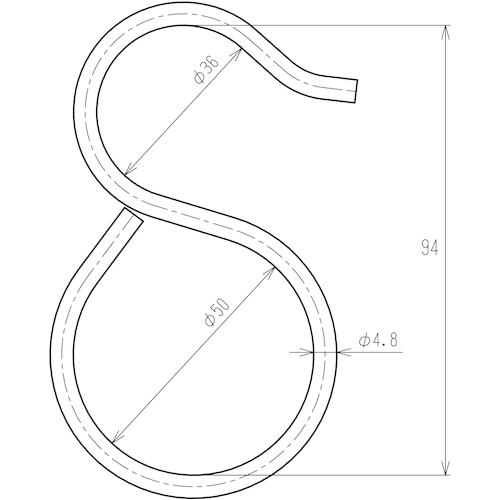 ニッサチェイン　単管用フックＰ型　ＩＰＨ−４８　鉄ユニクロメッキ　線径４．８ｍｍ　９４ｍｍ　５０個入り　IPH-48　1 箱