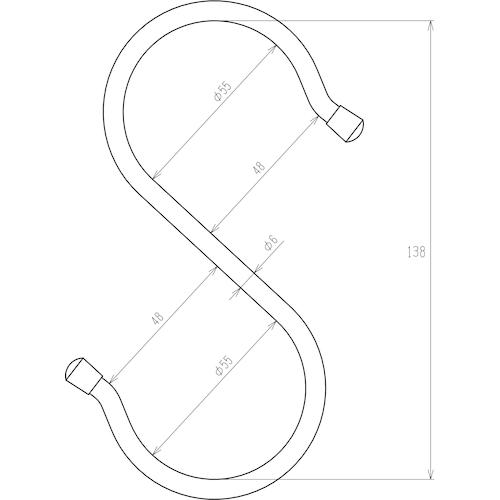 ニッサチェイン　単管用フックＳ型　鉄ビニコートストーングレー　仕上径６ｍｍ（線径５ｍｍ）　１５０ｍｍ　A-1006　1 個