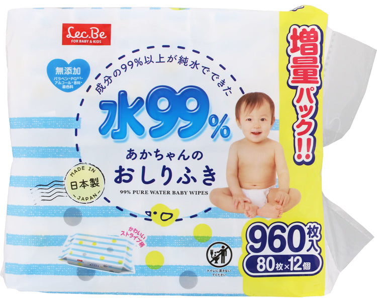 Water 99 Wet Wipes / E00873 80 sheets x 12 packs 1 bag