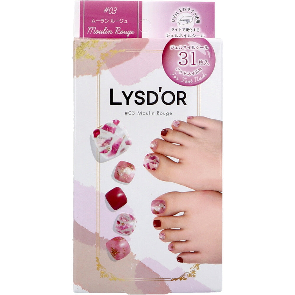 [Outlet] LYSD'OR Semi-Cure Gel Nails for Foot Nails Moulin Rouge 31 Sheets 1 Piece