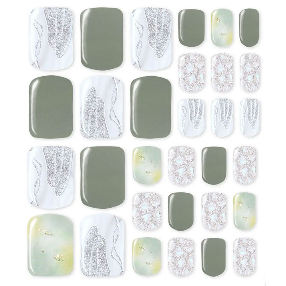 【아울렛】LYSD'OR 리스돌 세미큐어 젤 네일 풋 네일용 더 뮤즈 올리브 31장입 1개