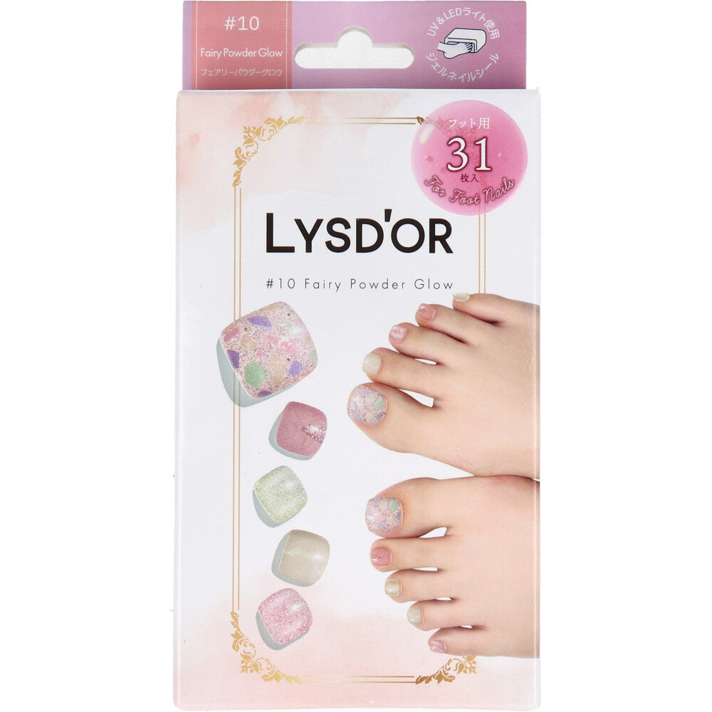[Outlet] LYSD'OR Semi-Cure Gel Nails for Foot Nails Fairy Powder Glow 31 Sheets 1 Piece