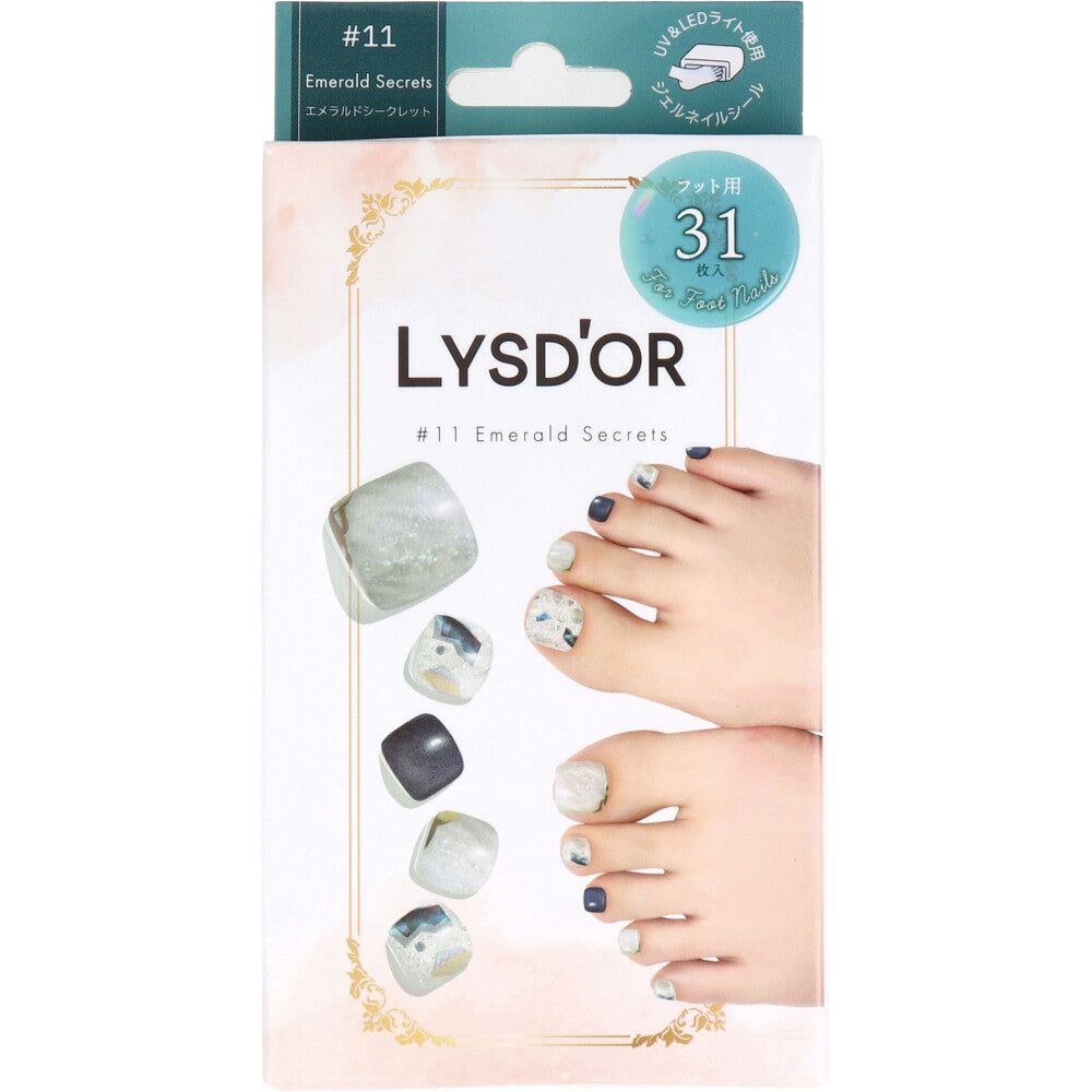 [Outlet] LYSD'OR Semi-Cure Gel Nails for Foot Nails, Emerald Secret, 31 Sheets, 1 Piece