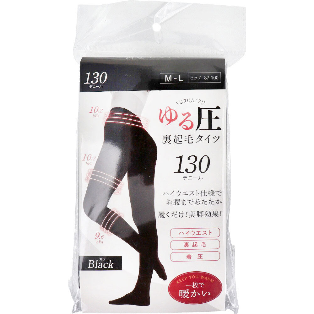 【아울렛】유루 압리 기모 스타킹 130 데니어 블랙 ML 사이즈 1개