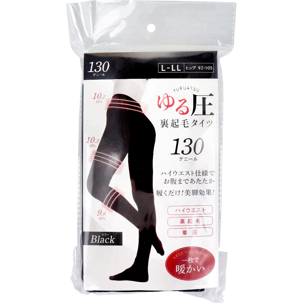 유루 압리 기모 스타킹 130 데니어 블랙 L-LL 사이즈 1 개