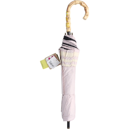 晴雨兼用ショートワイド傘 竹手元 裏黒コーティング マリンボーダー ピンク 1 個