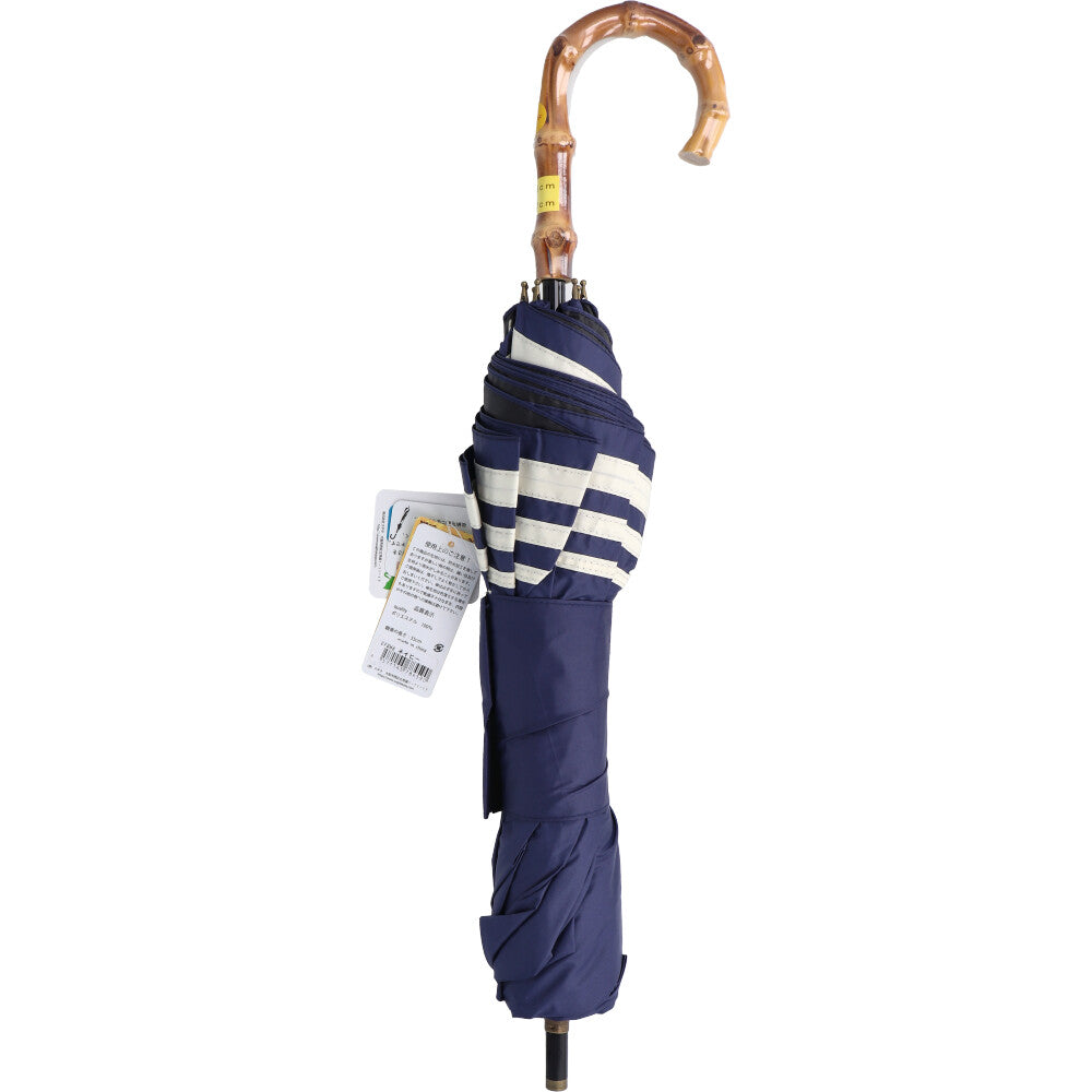 맑은 날 겸용 쇼트 와이드 우산 대나무 수원 뒷흑 코팅 해양 국경 네이비
