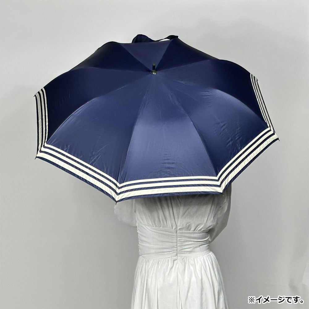 맑은 날 겸용 쇼트 와이드 우산 대나무 수원 뒷흑 코팅 해양 국경 네이비