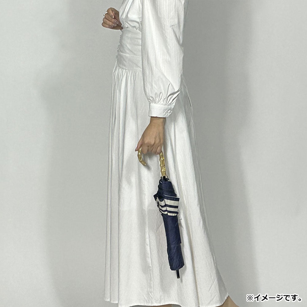 맑은 날 겸용 쇼트 와이드 우산 대나무 수원 뒷흑 코팅 해양 국경 네이비