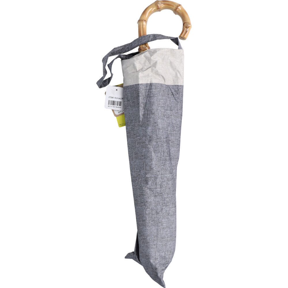 晴雨兼用ショートワイド傘 裏黒コーティング ダンガリー風切継プリント チャコール×LBR 1 個