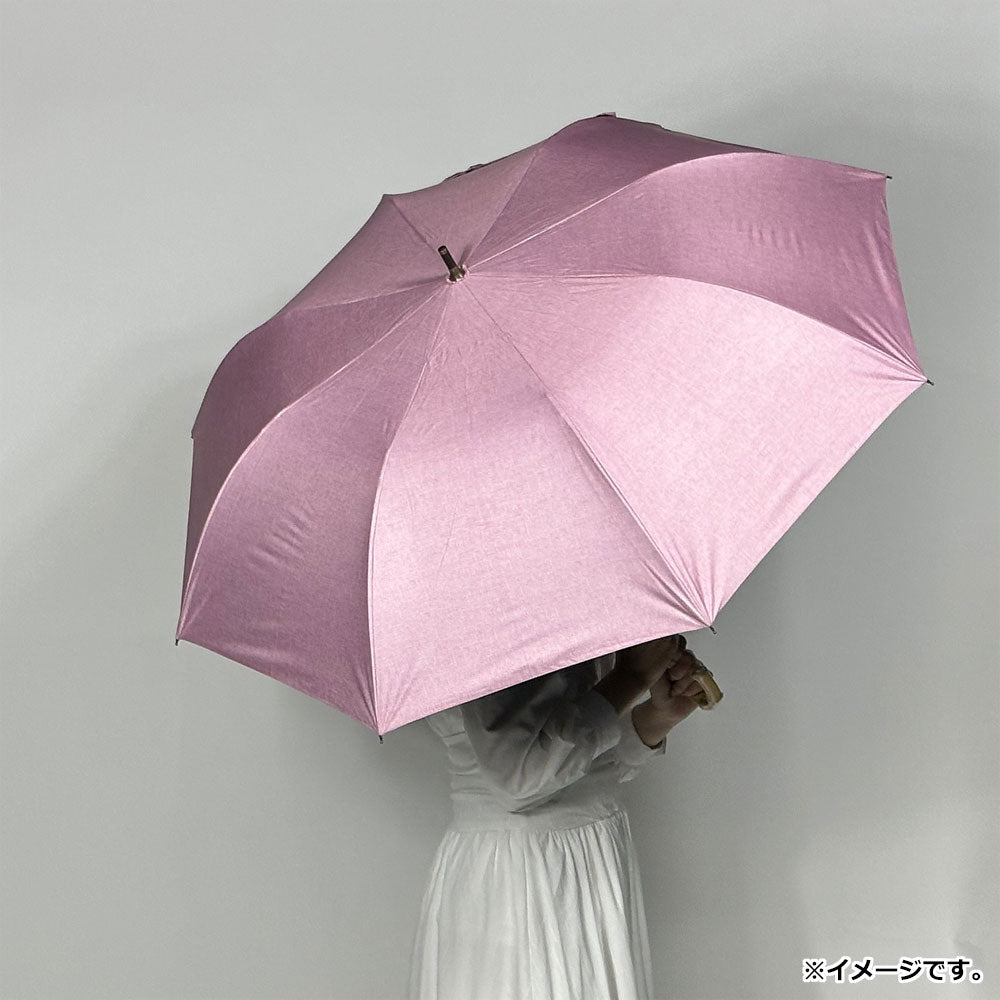 Short wide umbrella for both sunny and rainy days, black coated lining, plain dungaree print, coral pink, 1 pc