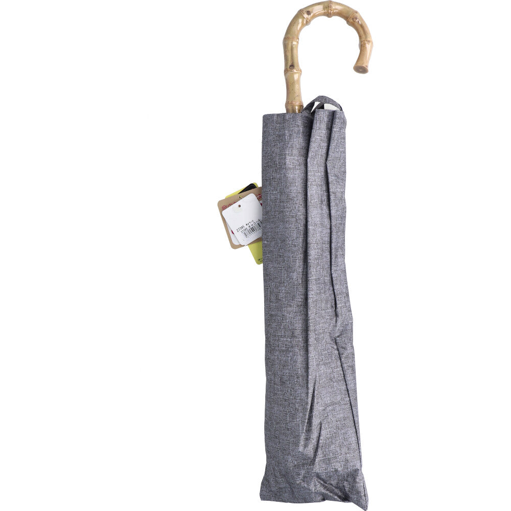 晴雨兼用ショートワイド傘 裏黒コーティング ダンガリー風無地プリント チャコール 1 個