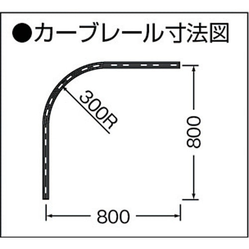 岡田　カーテンレール　Ｄ３０カーブレール８００×８００×３００Ｒスチール　12L01-SL　1 本