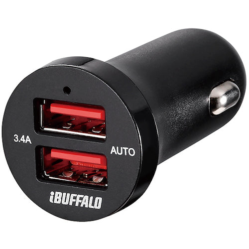 ＢＡＦＦＡＬＯ　３．４Ａ　シガーソケット用ＵＳＢ急速充電器　ＡｕｔｏＰｏｗｅｒＳｅｌｅｃｔ機能搭載　２ポートタイプ　ブラック　BSMPS3402P2BK　1 個