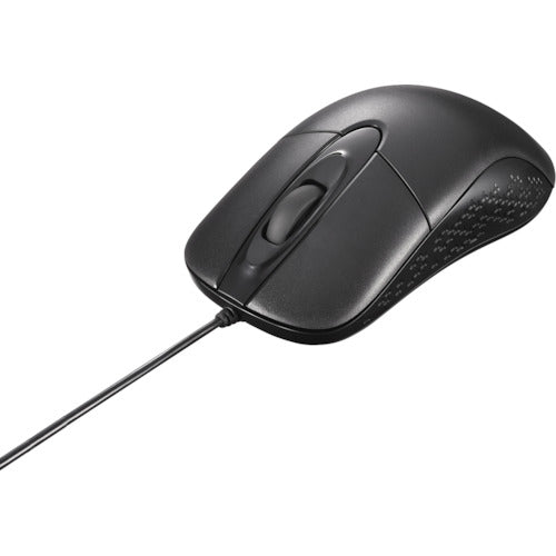 BAFFALO Wired Optical 3-Button Waterproof and Dustproof Mouse, Black, Simple Packaging, BSMOUWPBKZ, 1 pc