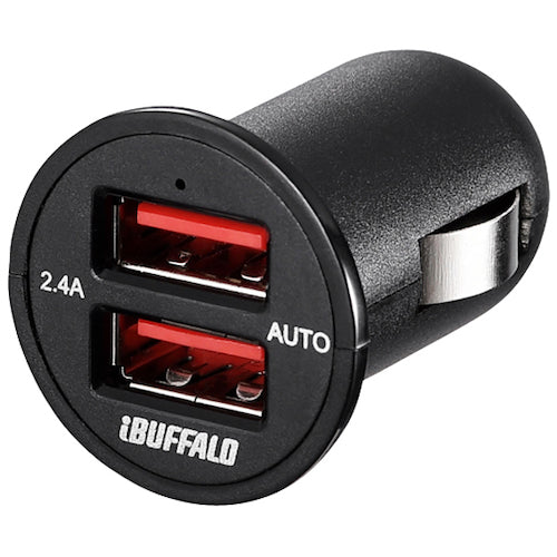 ＢＡＦＦＡＬＯ　２．４Ａ　シガーソケット用ＵＳＢ急速充電器　ＡｕｔｏＰｏｗｅｒＳｅｌｅｃｔ機能搭載　２ポートタイプ　ブラック　BSMPS2401P2BK　1 個