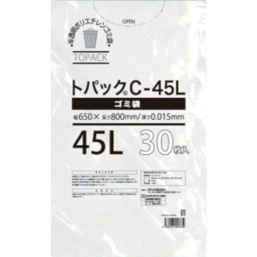 オザックス　トパックゴミ袋　Ｃ　４５Ｌ　厚さ０．０１５ｍｍ　３０枚　00442603　1 冊