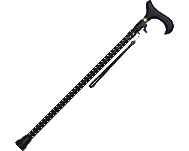 Stepless telescopic walking stick / 77-C2 Gingham check BK 1 piece