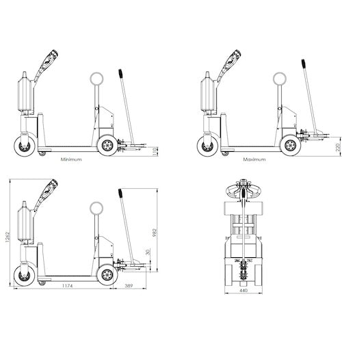 Movexx 승차형 컴팩트 충전식 견인차 T-1000 플랫폼(고내용/본체만) T1000PN-A 1대