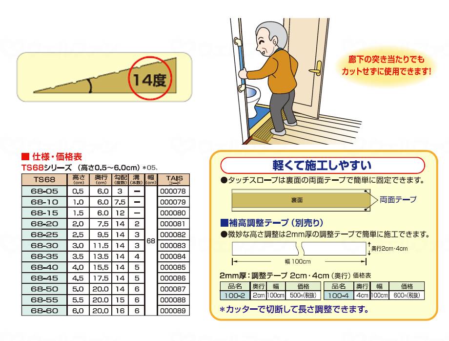 Shinei Techno step-eliminating slope "Touch Slope" 68-50