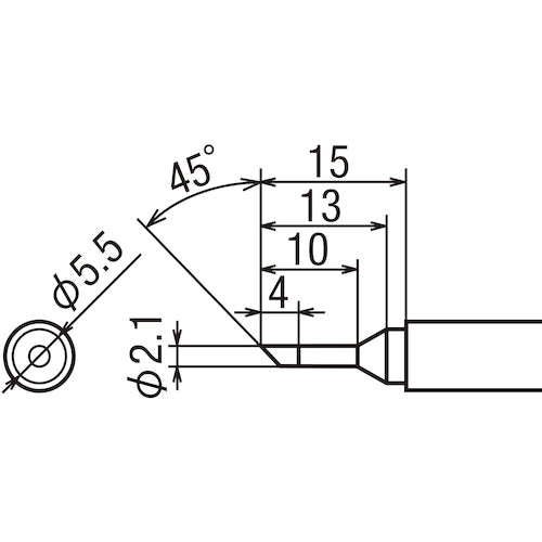 GUT Replacement Soldering Tip 2C Type Full Circumference for PX2/SVS PX-2RT-2CR 1 pc