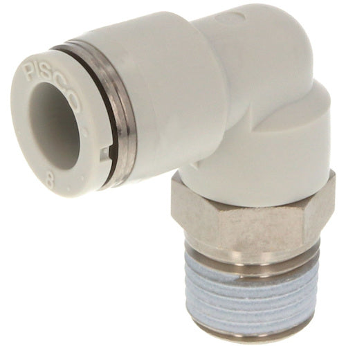 PISCO Tube Fitting Elbow Tube Outer Diameter: 6mm Thread Size: R1/4 Light Gray PL6-02W 1 pc