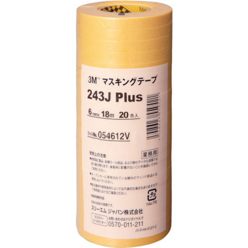 ３Ｍ　マスキングテープ　２４３Ｊ　Ｐｌｕｓ　６ｍｍＸ１８ｍ　２０巻入り　243J 6　1 PK