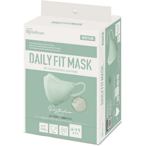 IRIS 296472 DAILY FIT MASK 3D Regular Size 30 pieces Pistachio RK-F30SXA 1 box