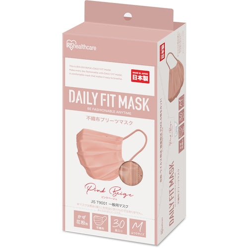 IRIS 296313 DAILY FIT MASK Regular Size 30 pieces Pink Beige PN-DC30MPB 1 box