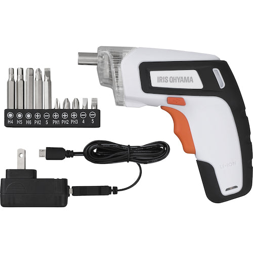 ＩＲＩＳ　１０３０７８　充電式電動ドライバー　ホワイト／オレンジ　JDD352-W　1 個