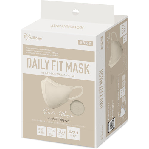 IRIS 296476 DAILY FIT MASK 입체 보통 사이즈 30매입 페일 베이지 RK-F30SXQ 1상자