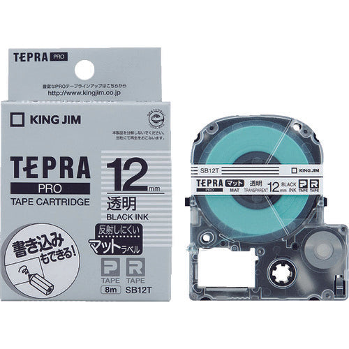 KING JIM [Genuine] "Tepra" PRO tape 12mm Matte label transparent/black text 8m long SB12T 1 piece