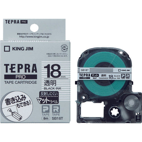 KING JIM [Genuine] "Tepra" PRO tape 18mm Matte label transparent/black text 8m long SB18T 1 piece