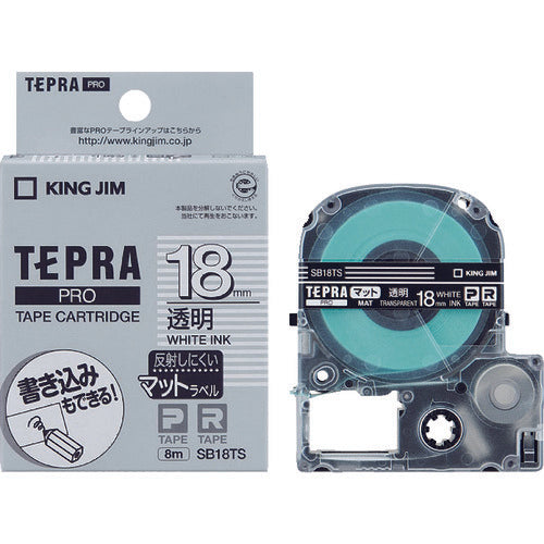 KING JIM [Genuine] "Tepra" PRO tape 18mm Matte label transparent/white text 8m long SB18TS 1 piece